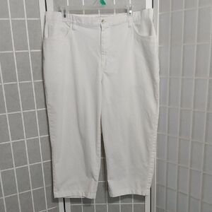 Covington Stretch White Capri Denim Pants- Women's 16 -‎ Five Pocket Design